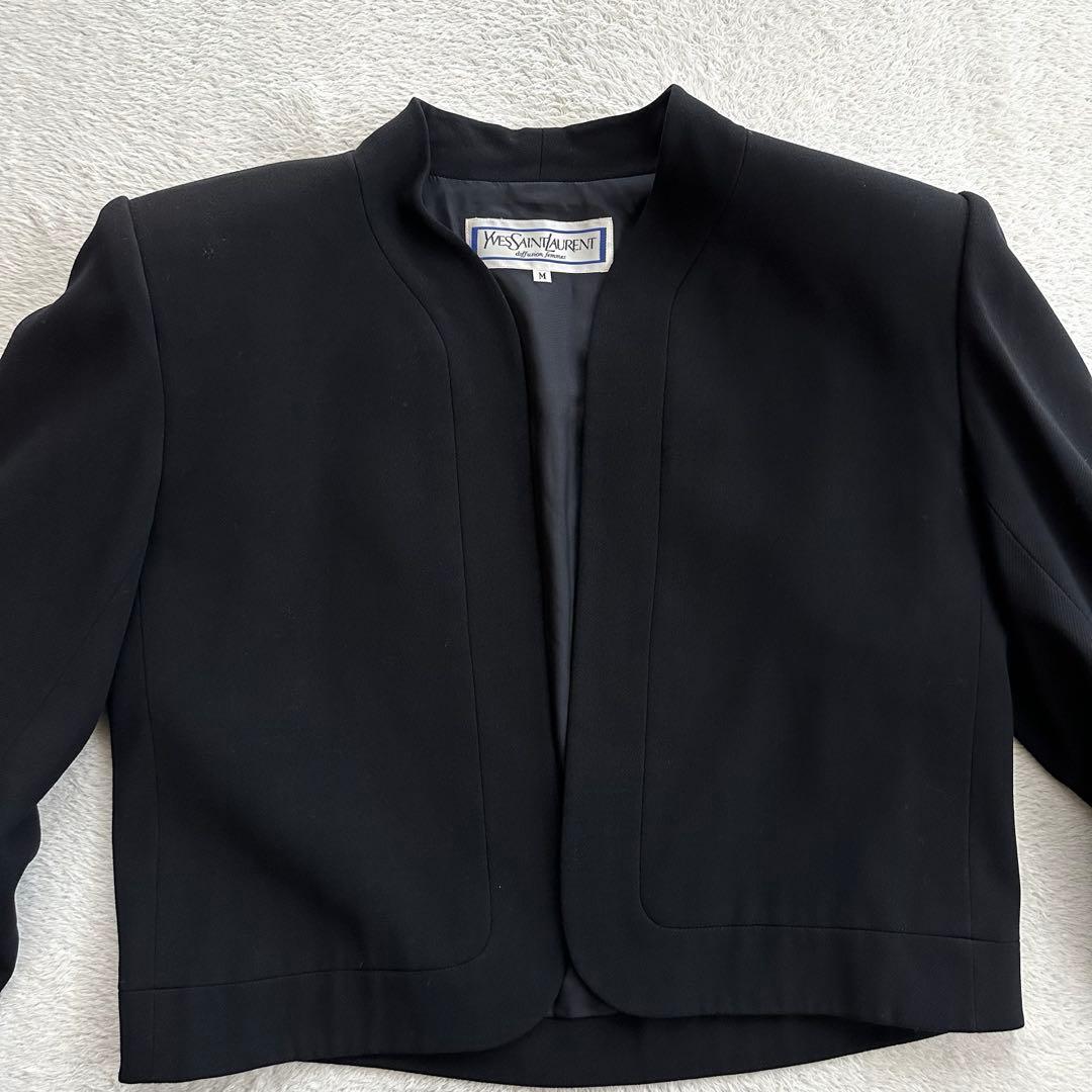 希少　イヴサンローラン　ビンテージ　ノーカラージャケット　長袖　ボタンレス