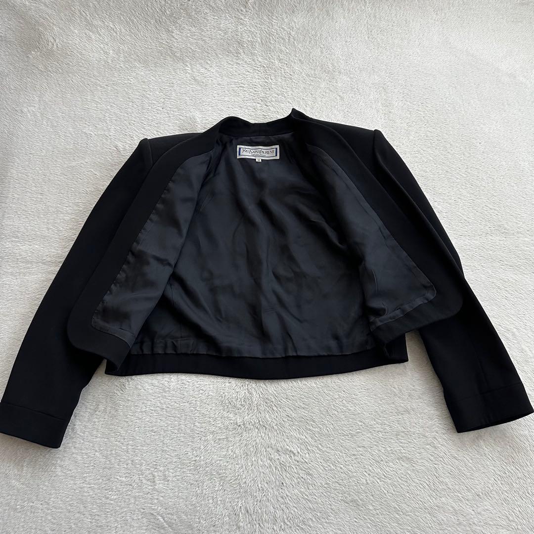希少　イヴサンローラン　ビンテージ　ノーカラージャケット　長袖　ボタンレス