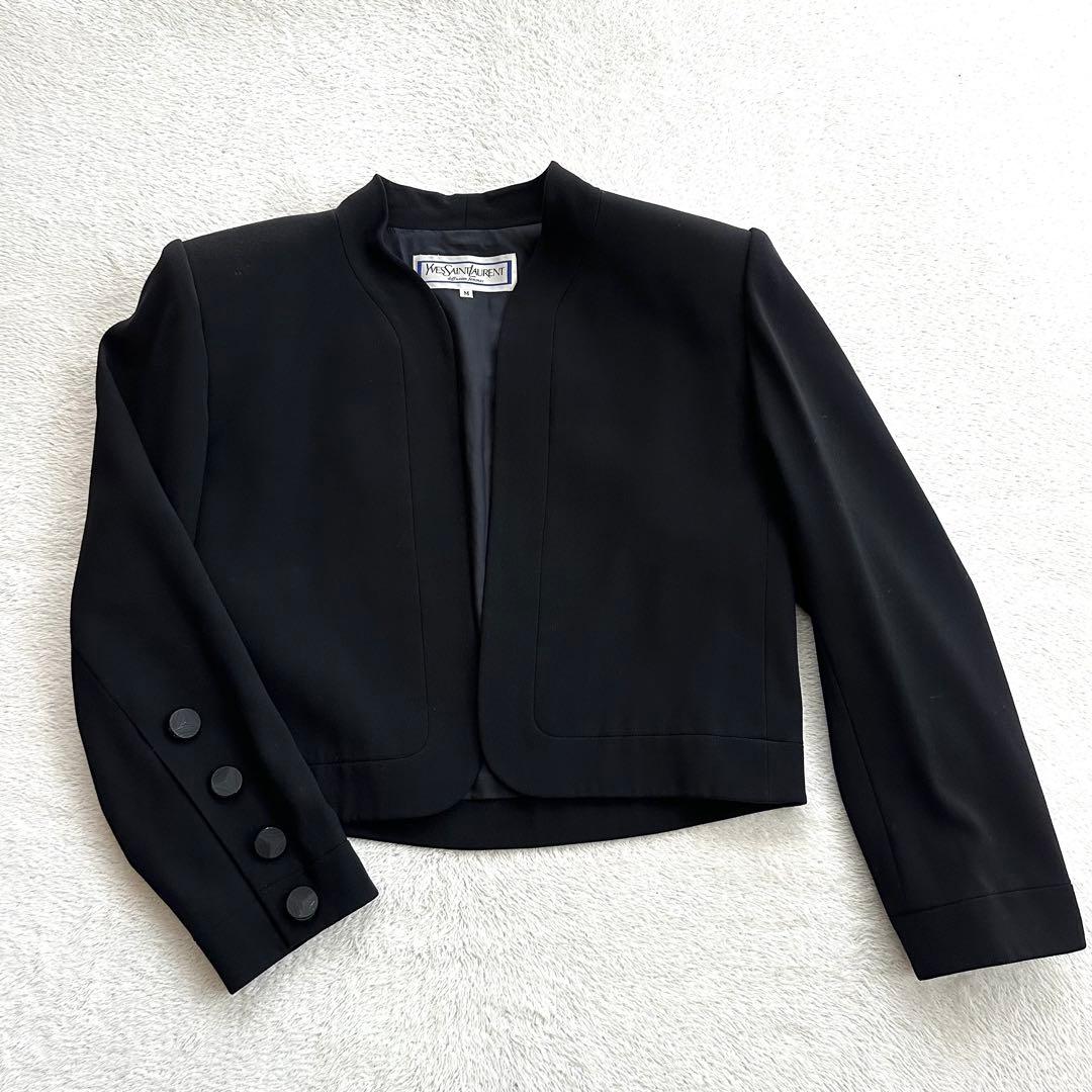 希少　イヴサンローラン　ビンテージ　ノーカラージャケット　長袖　ボタンレス
