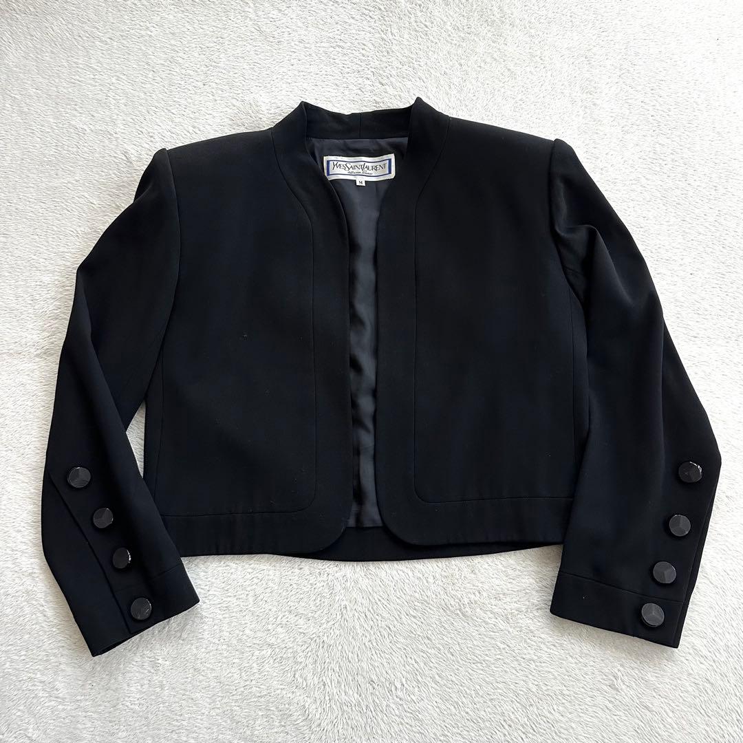 希少　イヴサンローラン　ビンテージ　ノーカラージャケット　長袖　ボタンレス