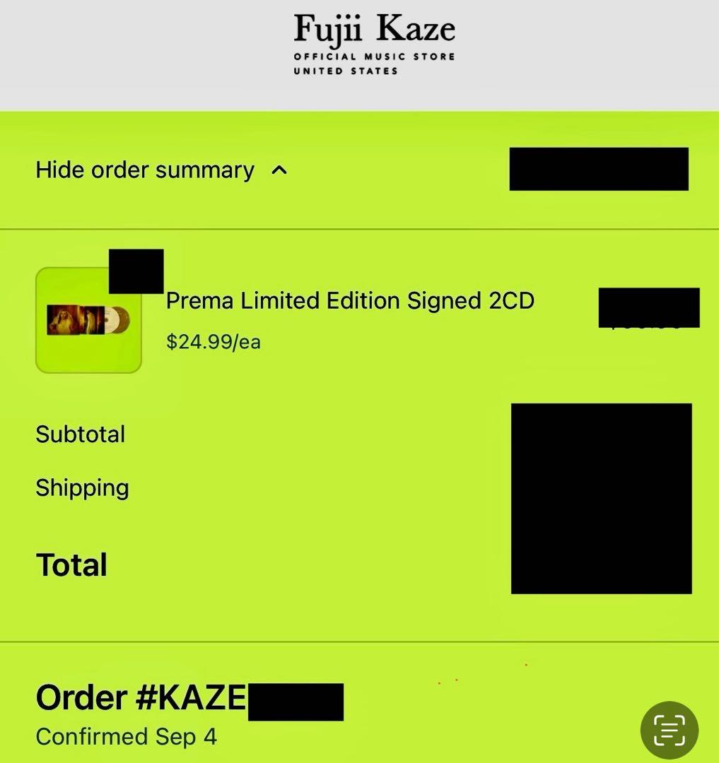 藤井風 直筆サイン入り 新品未開封 Prema USAストア限定