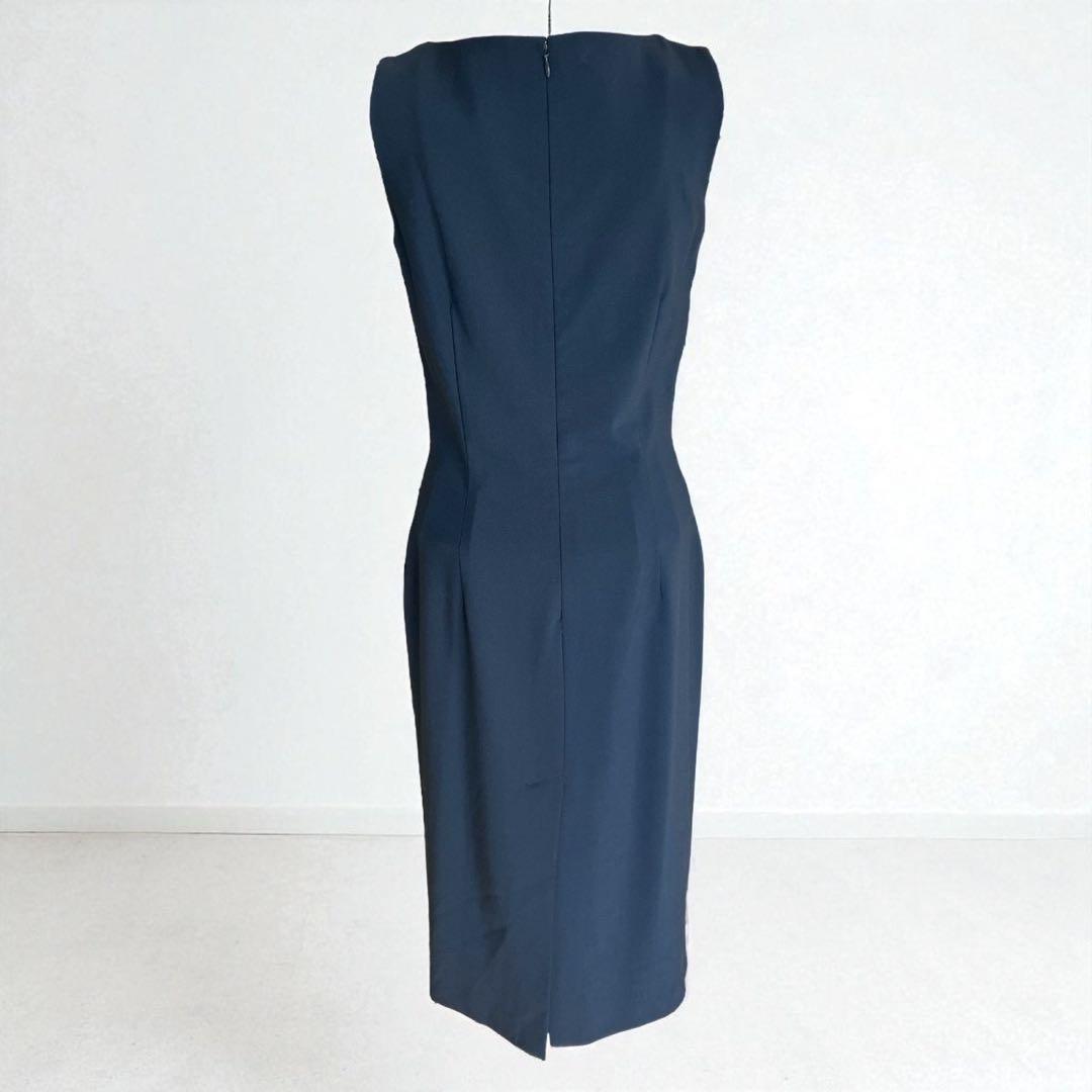 【美品】Theory ダークネイビー　ノースリーブ タイトワンピース　日本製