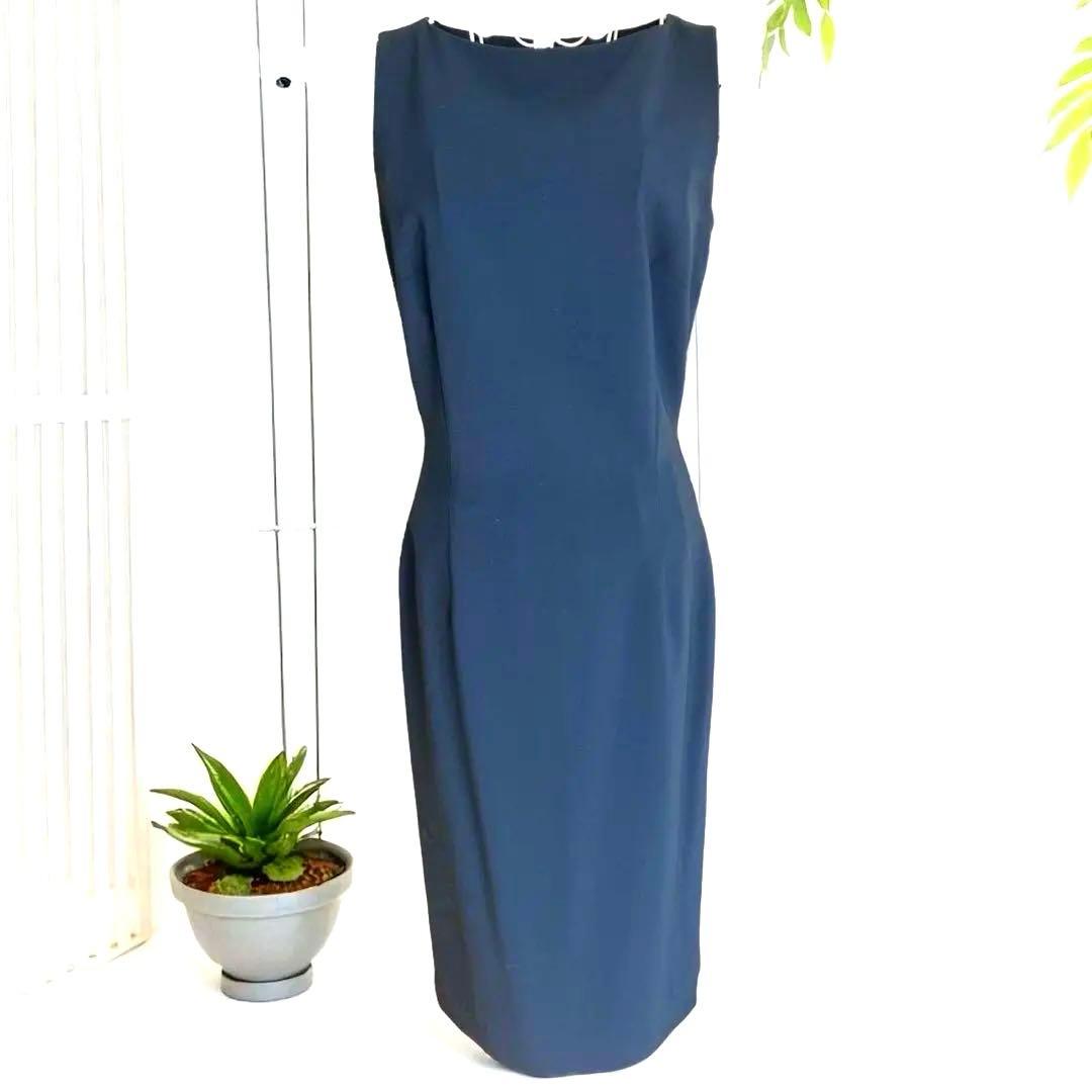 【美品】Theory ダークネイビー　ノースリーブ タイトワンピース　日本製