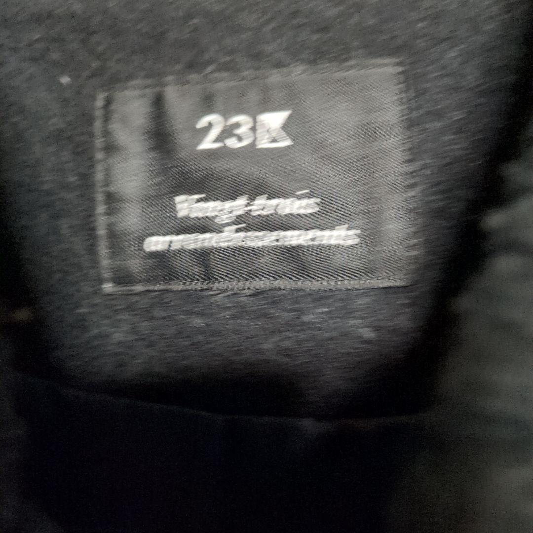 23区　大きいサイズ44 ブラック スタジャン ウールレザー