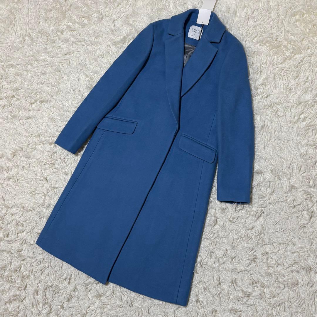 ✨タグ付未使用✨ UNITED TOKYO チェスターコート ブルー カシミヤ混