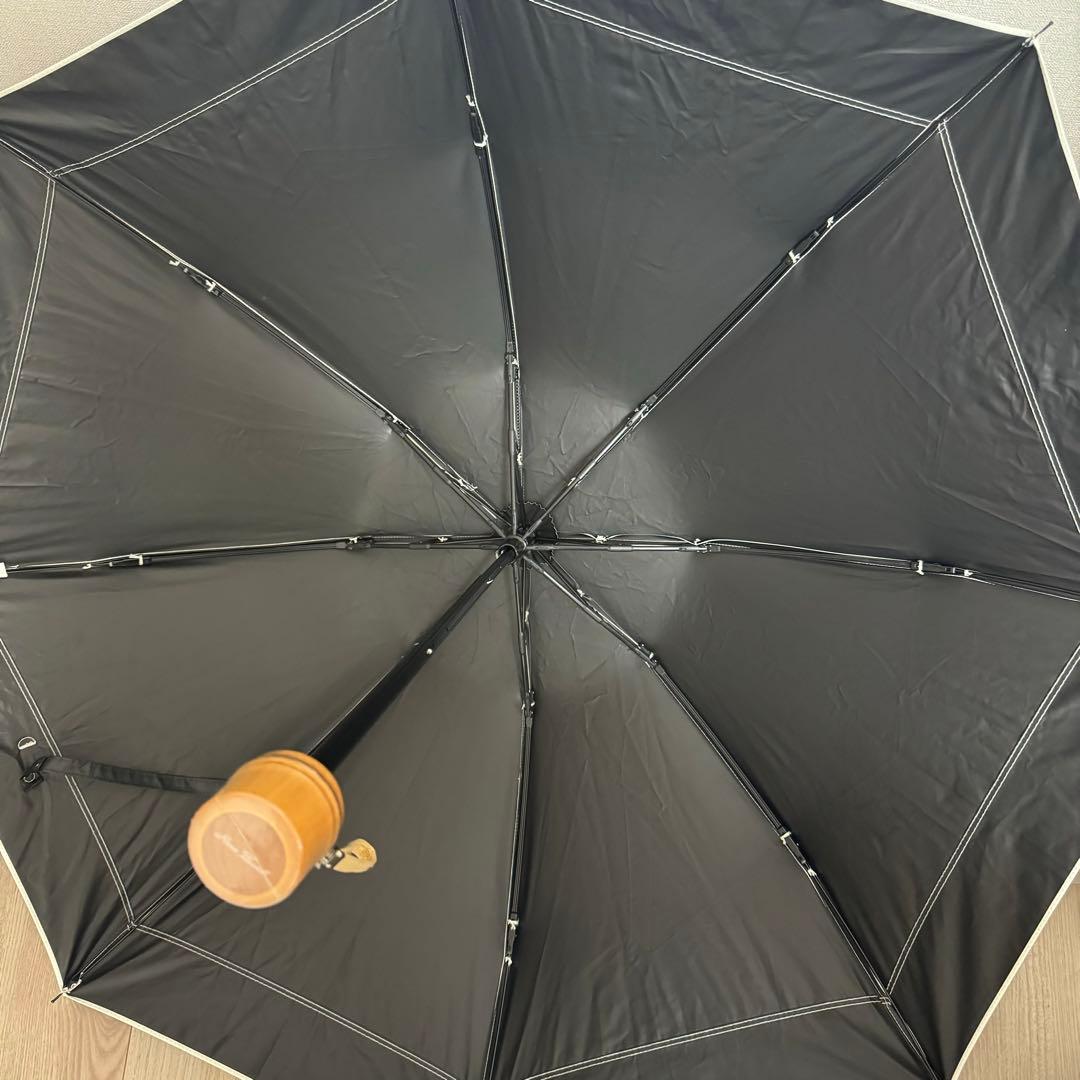 芦屋ロサブラン　3段折りたたみ晴雨兼用　ライトグレーアイボリー