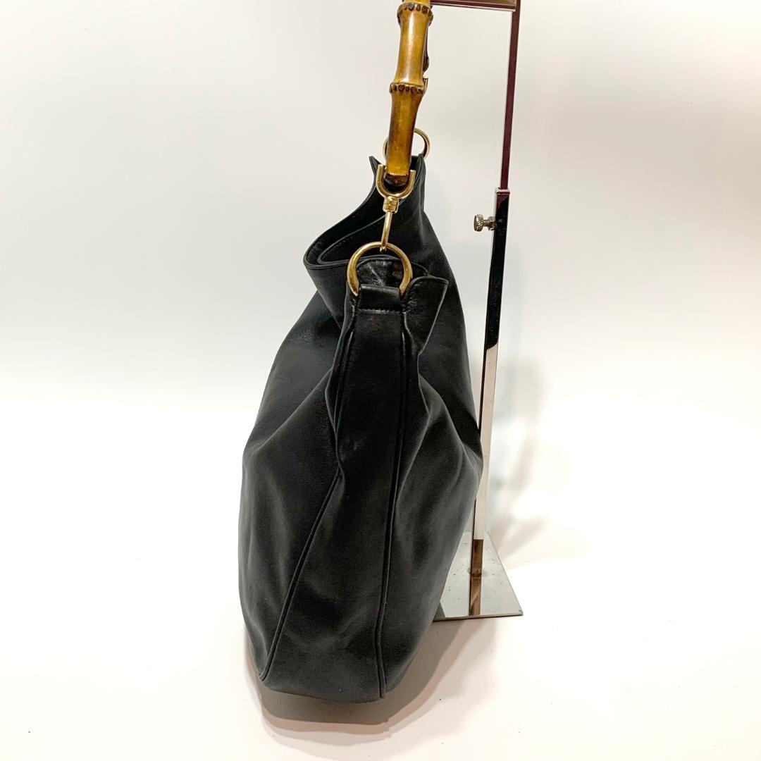 GUCCI グッチ バンブー ブラック レザー ショルダーバッグ