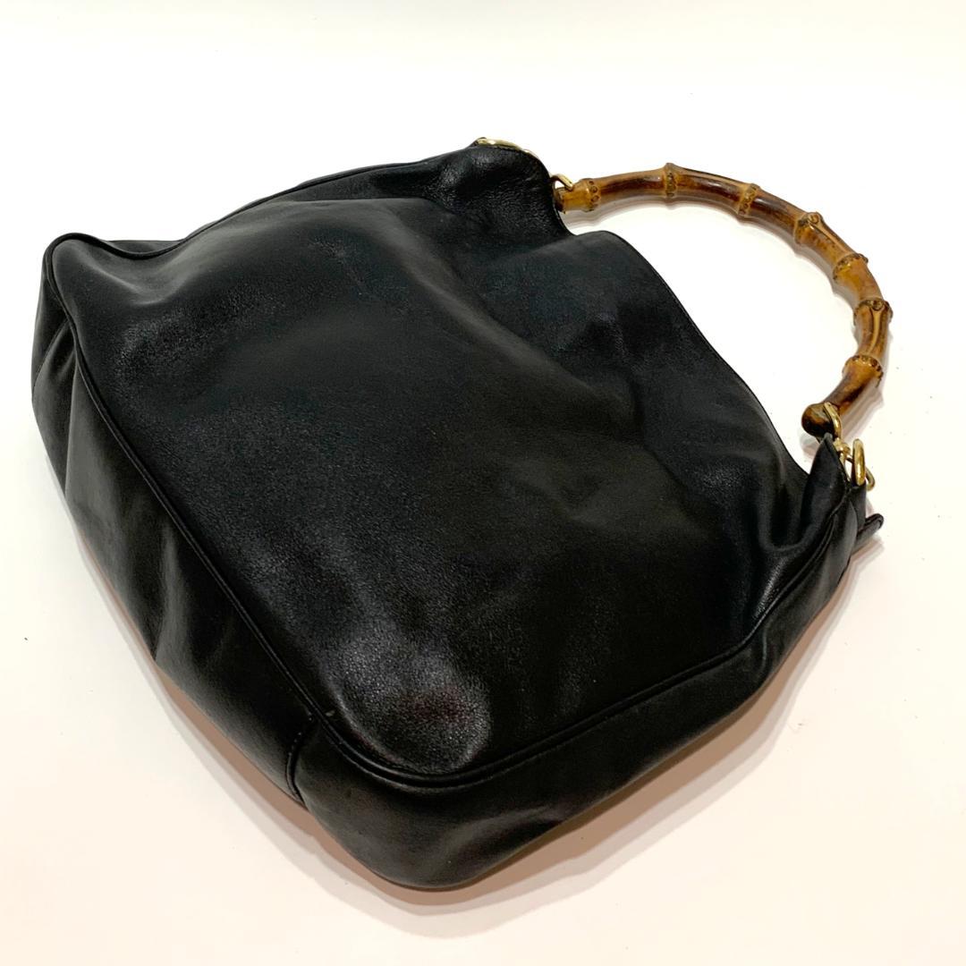 GUCCI グッチ バンブー ブラック レザー ショルダーバッグ