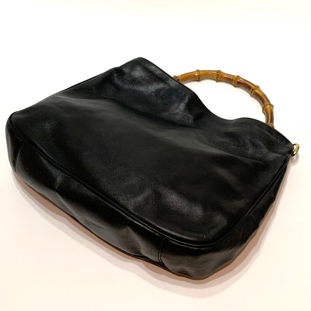 GUCCI グッチ バンブー ブラック レザー ショルダーバッグ