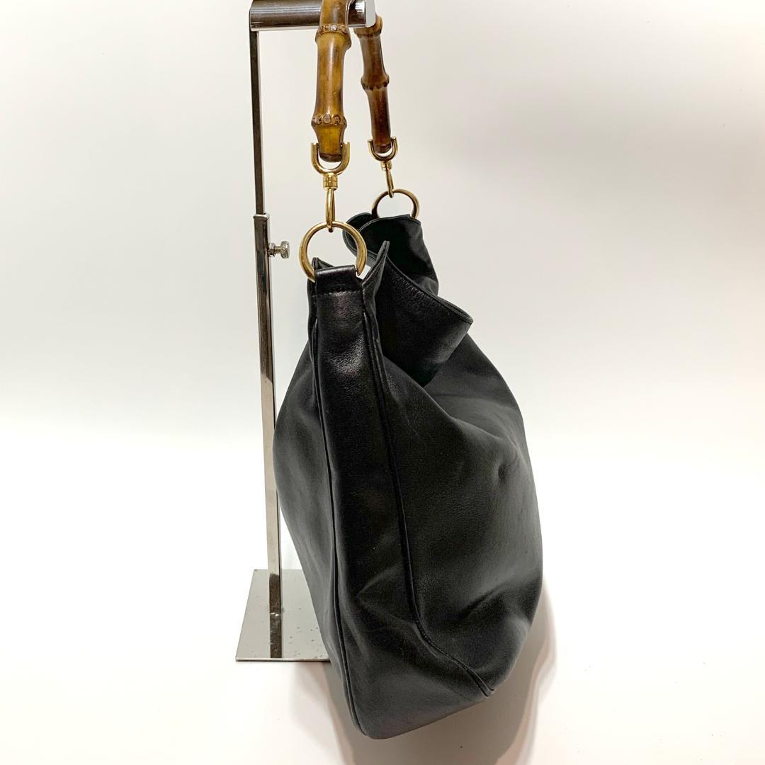 GUCCI グッチ バンブー ブラック レザー ショルダーバッグ