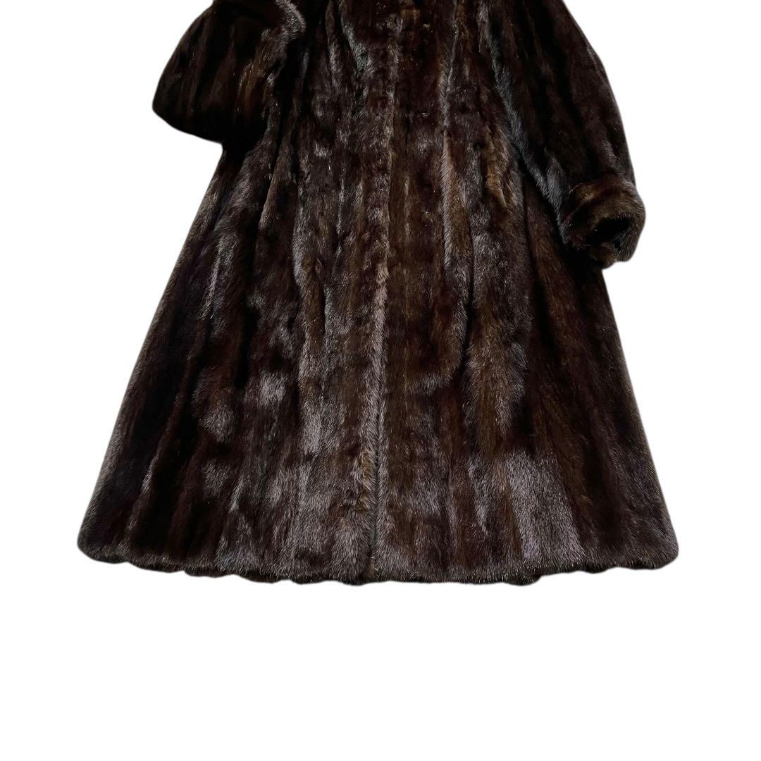 着丈110cm ダークミンク リアルファーコート 毛皮 ロング丈 艶◎ L相当