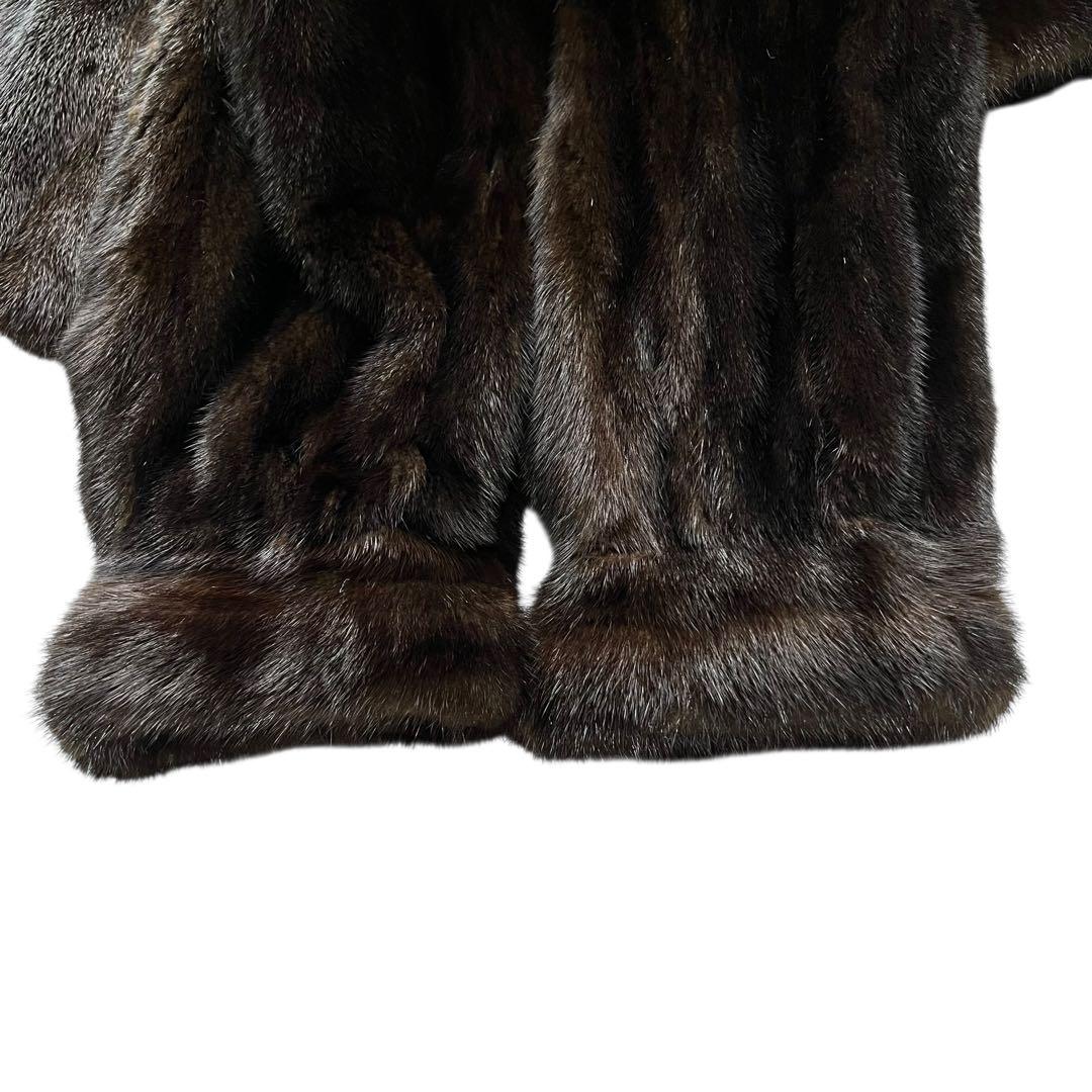 着丈110cm ダークミンク リアルファーコート 毛皮 ロング丈 艶◎ L相当