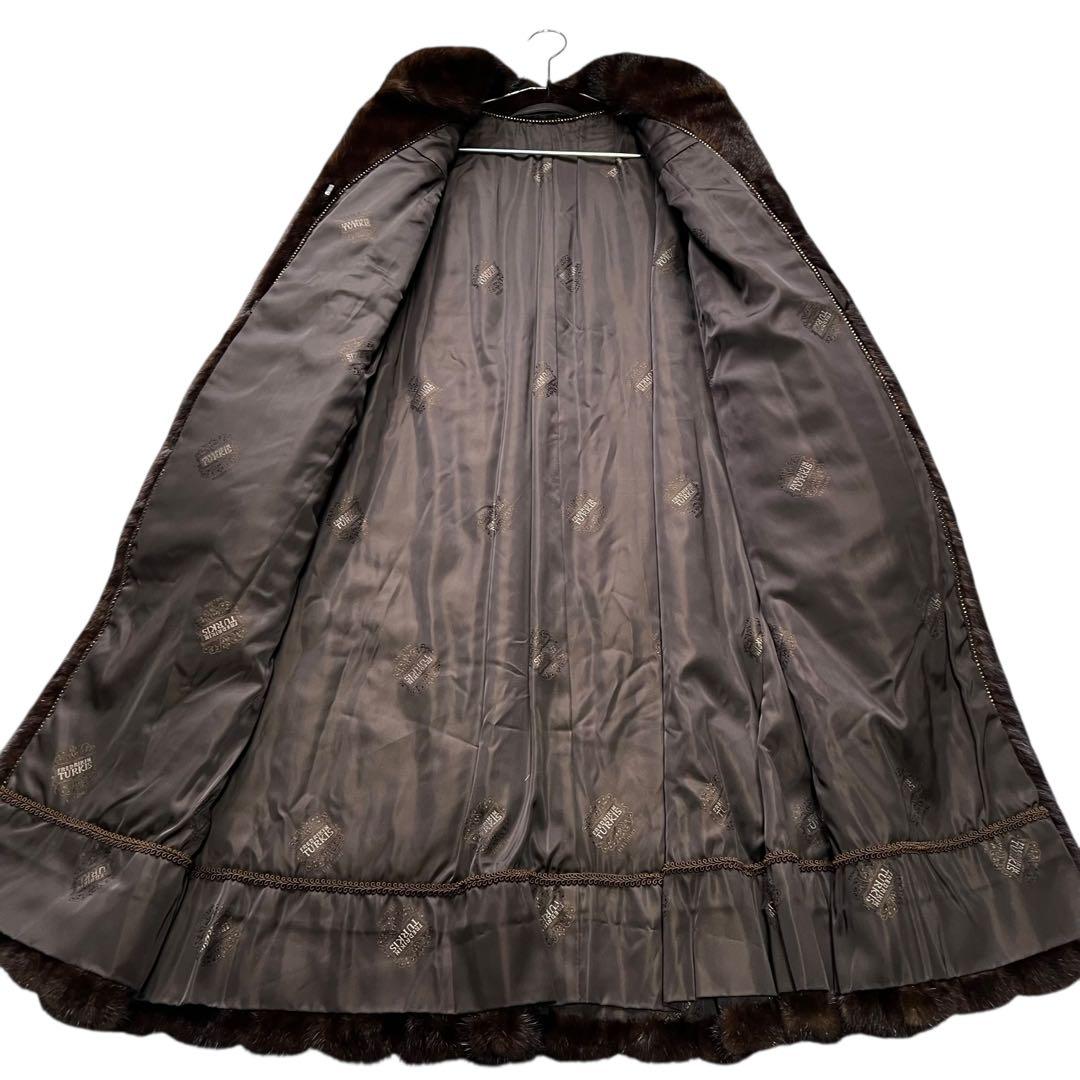 着丈110cm ダークミンク リアルファーコート 毛皮 ロング丈 艶◎ L相当