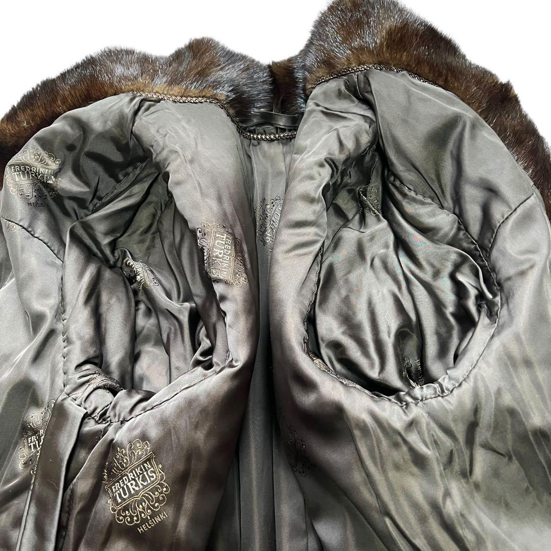 着丈110cm ダークミンク リアルファーコート 毛皮 ロング丈 艶◎ L相当