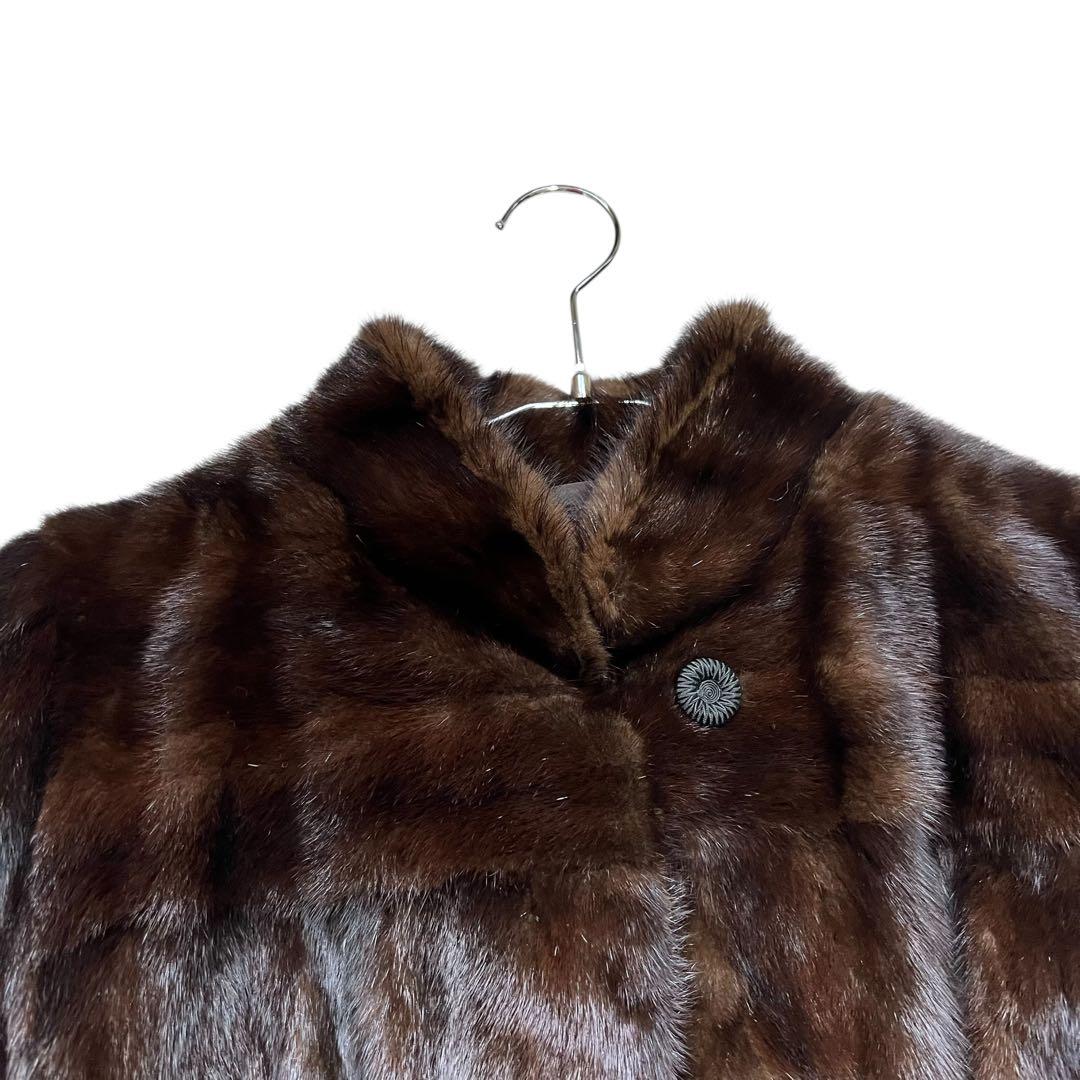 着丈110cm ダークミンク リアルファーコート 毛皮 ロング丈 艶◎ L相当