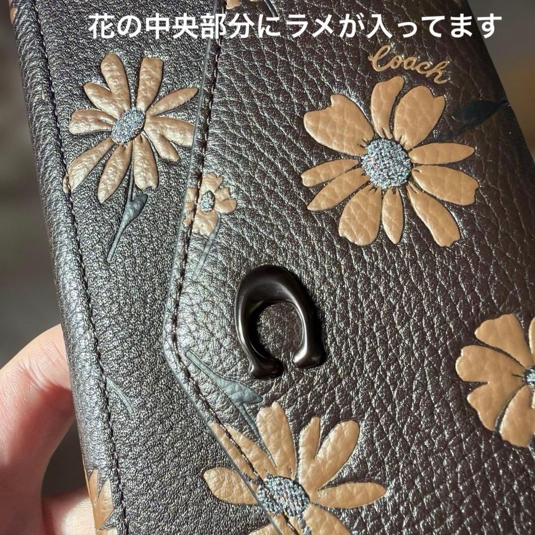 COACH 花柄 長財布 ダークブラウン