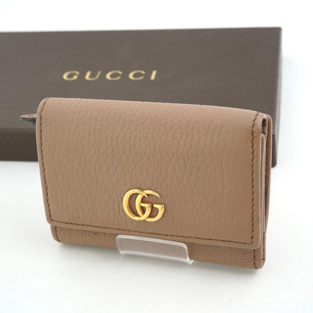 ✨プレゼント梱包GUCCI ミニ財布　マーモント　エンボスロゴ　GG 三つ折り