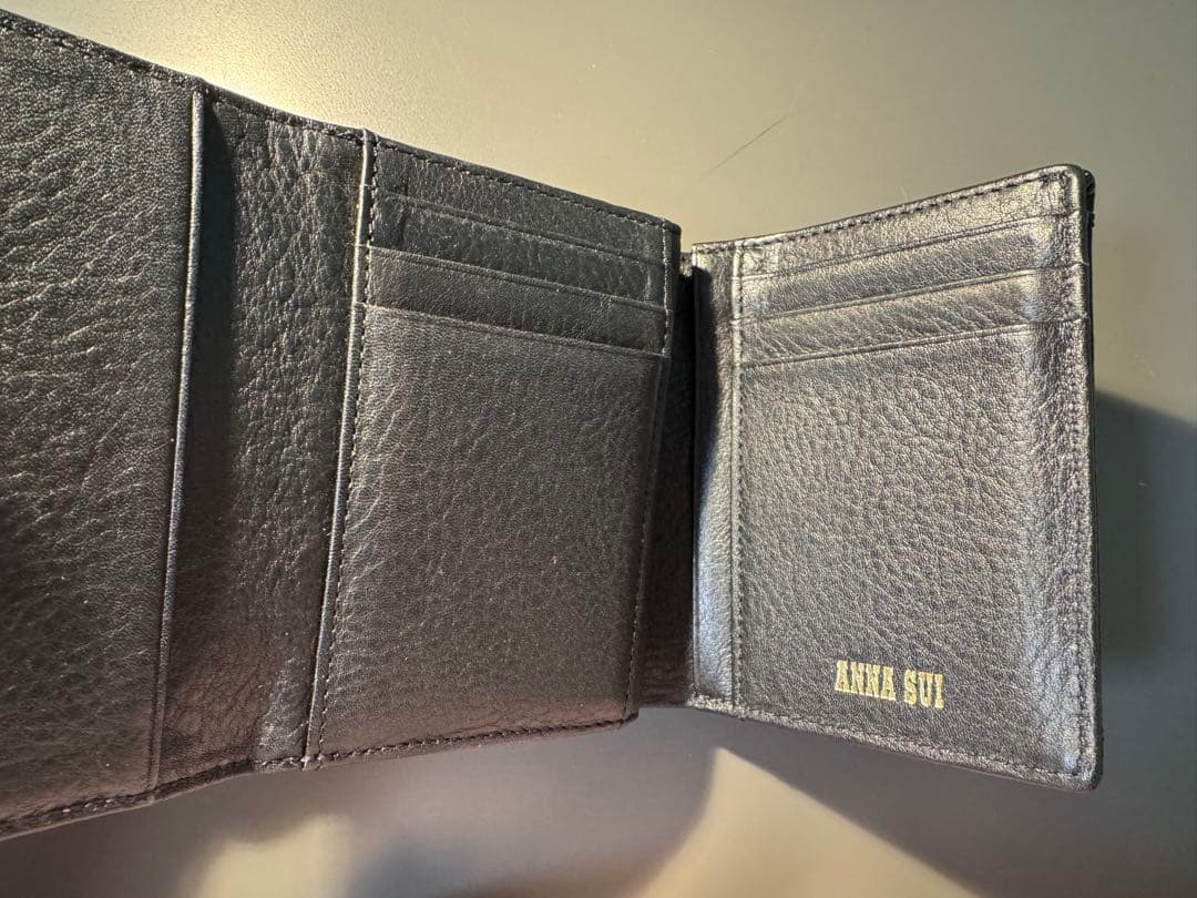 ANNA SUI 財布 蛇 セルパン 黒 がま口 三つ折り