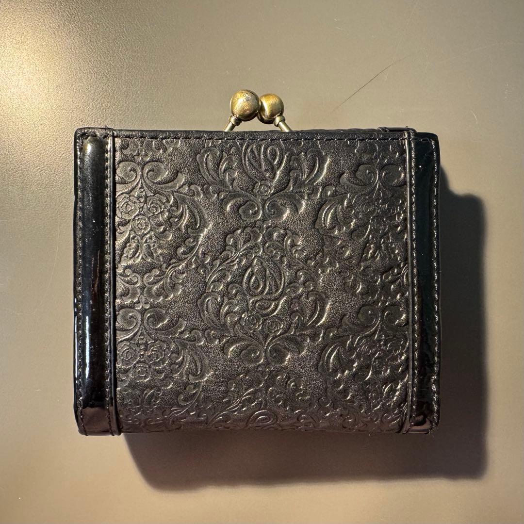 ANNA SUI 財布 蛇 セルパン 黒 がま口 三つ折り