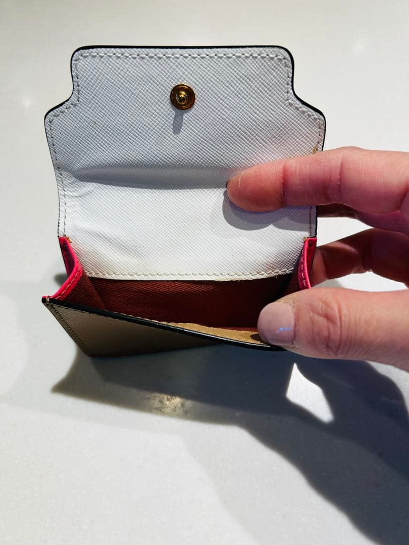 MARNI 三つ折り財布 ホワイト/ブラウン/ピンク