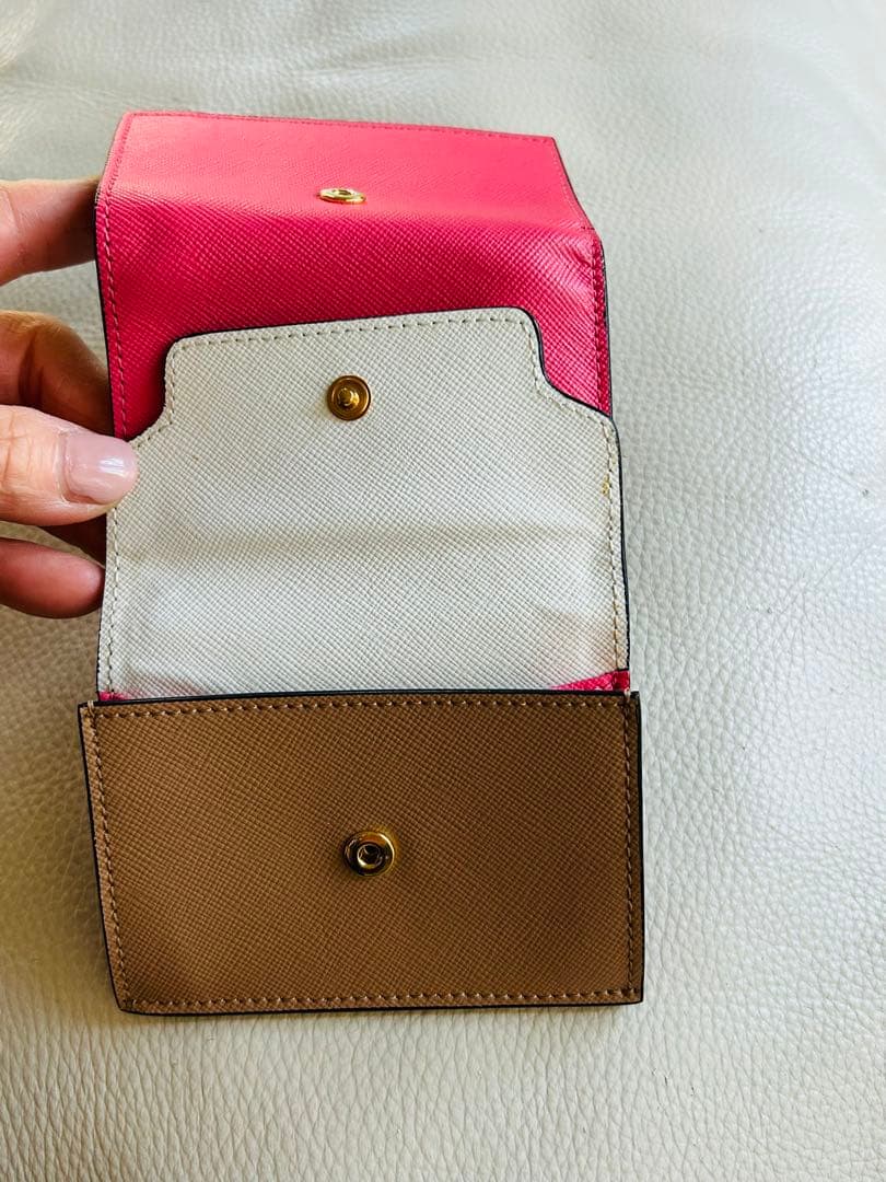 MARNI 三つ折り財布 ホワイト/ブラウン/ピンク