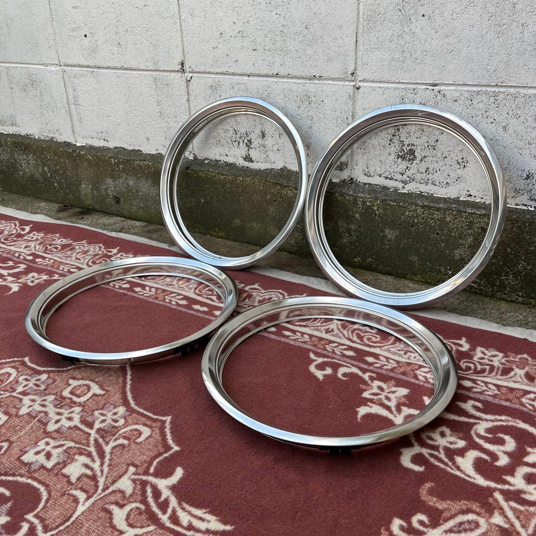 当時物 13インチ ◾️NOS ステンレス製 トリムリング ホイールリング セット