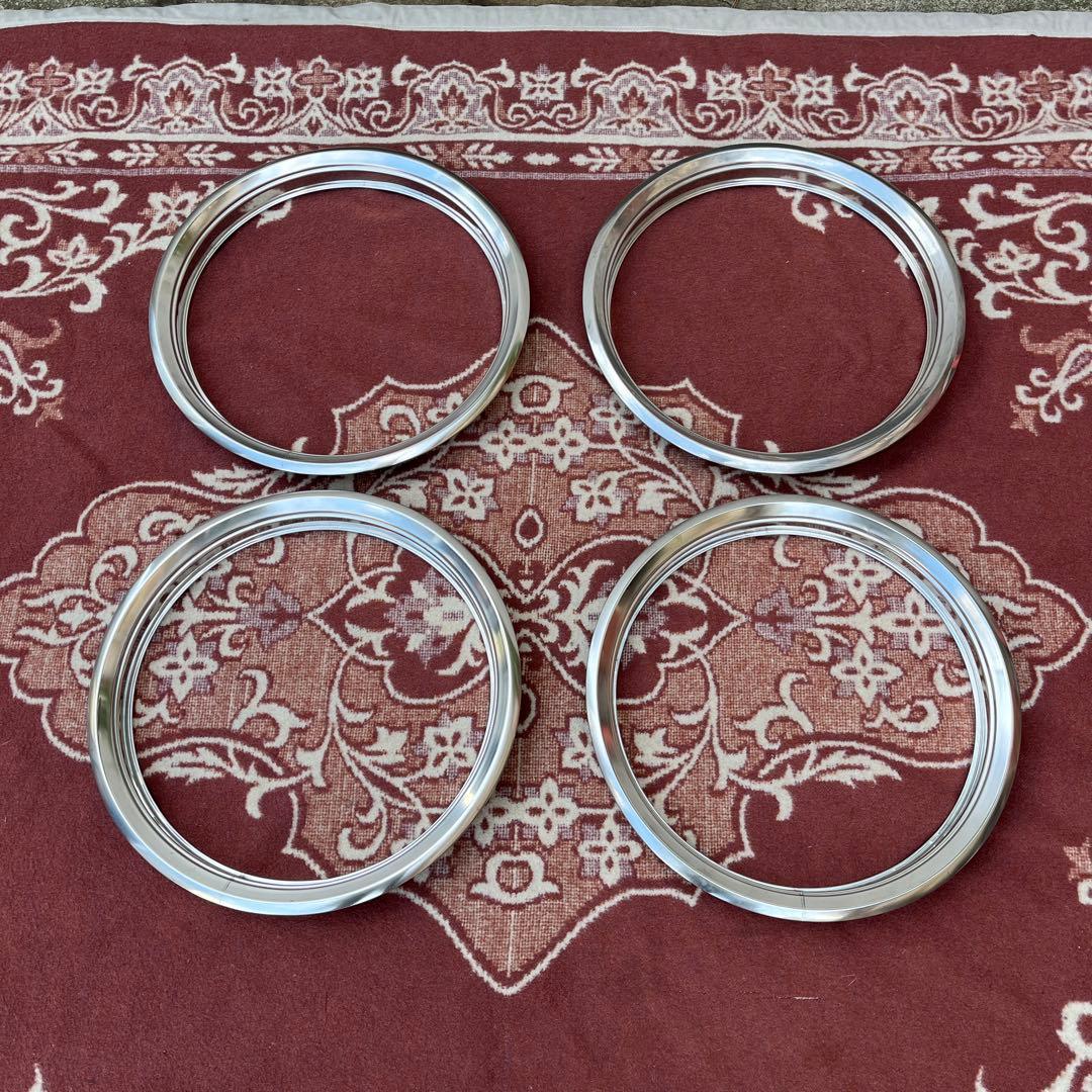 当時物 13インチ ◾️NOS ステンレス製 トリムリング ホイールリング セット