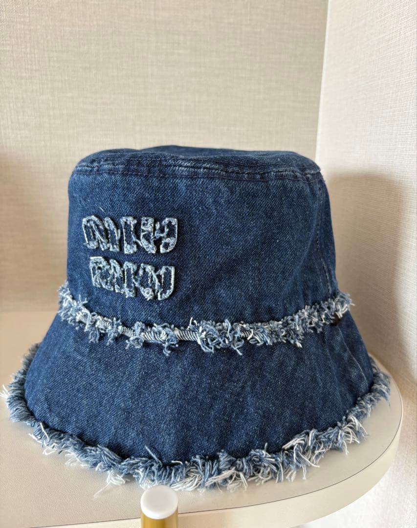 美品！　miumiu デニム フリンジバケットハット