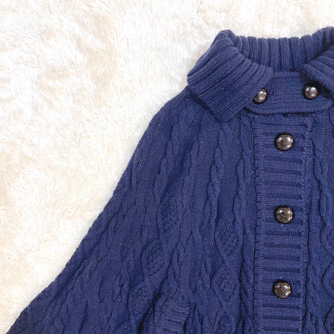 美品✨バーバリー ブルーレーベル ニット ポンチョ ケーブル編み