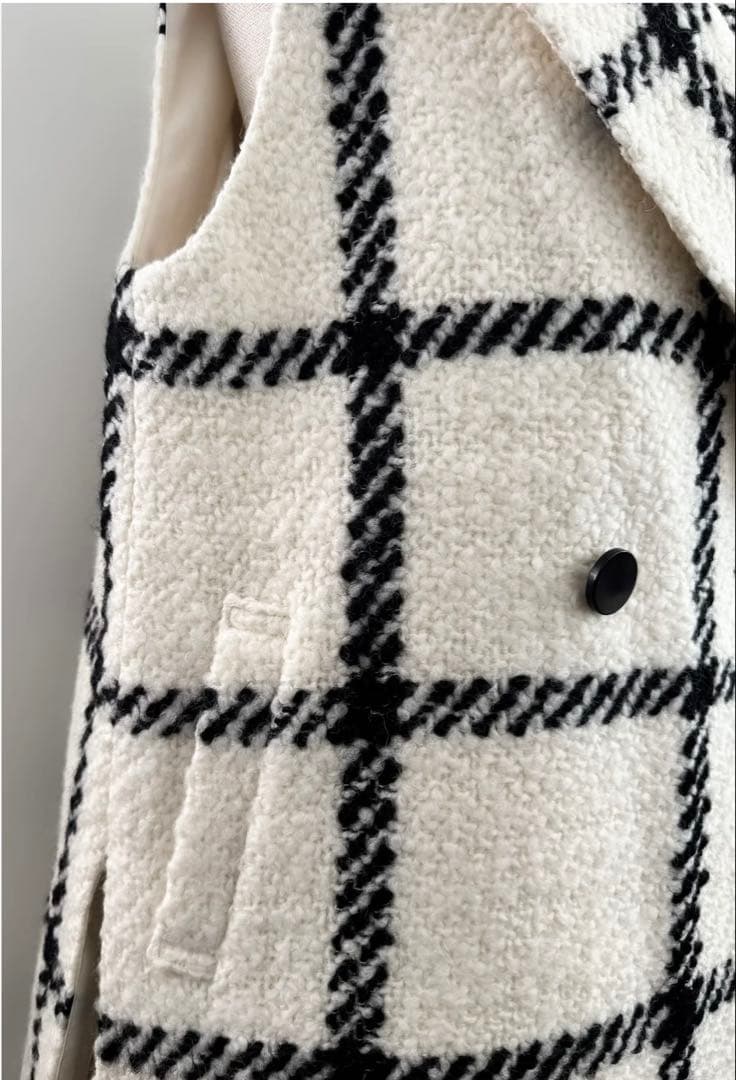 sheller シェリエ ジレコート 極美品 ビックチェック柄