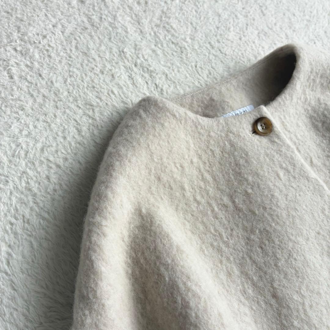 極美品 シンプリシテェ 24AW ブークレーノーカラーミドルコート ふんわり