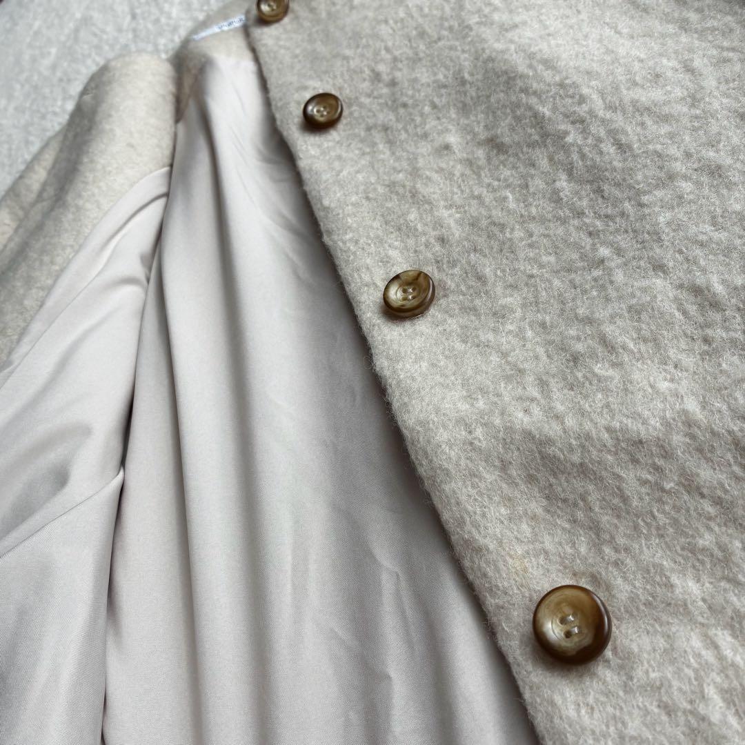 極美品 シンプリシテェ 24AW ブークレーノーカラーミドルコート ふんわり