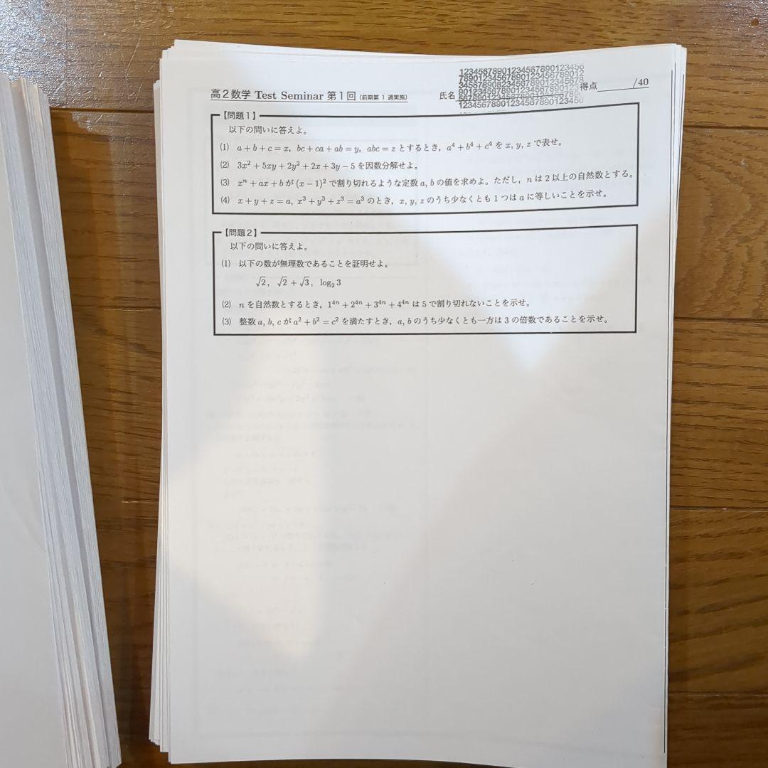 鉄緑会 高2 数学　授業冊子　プリント