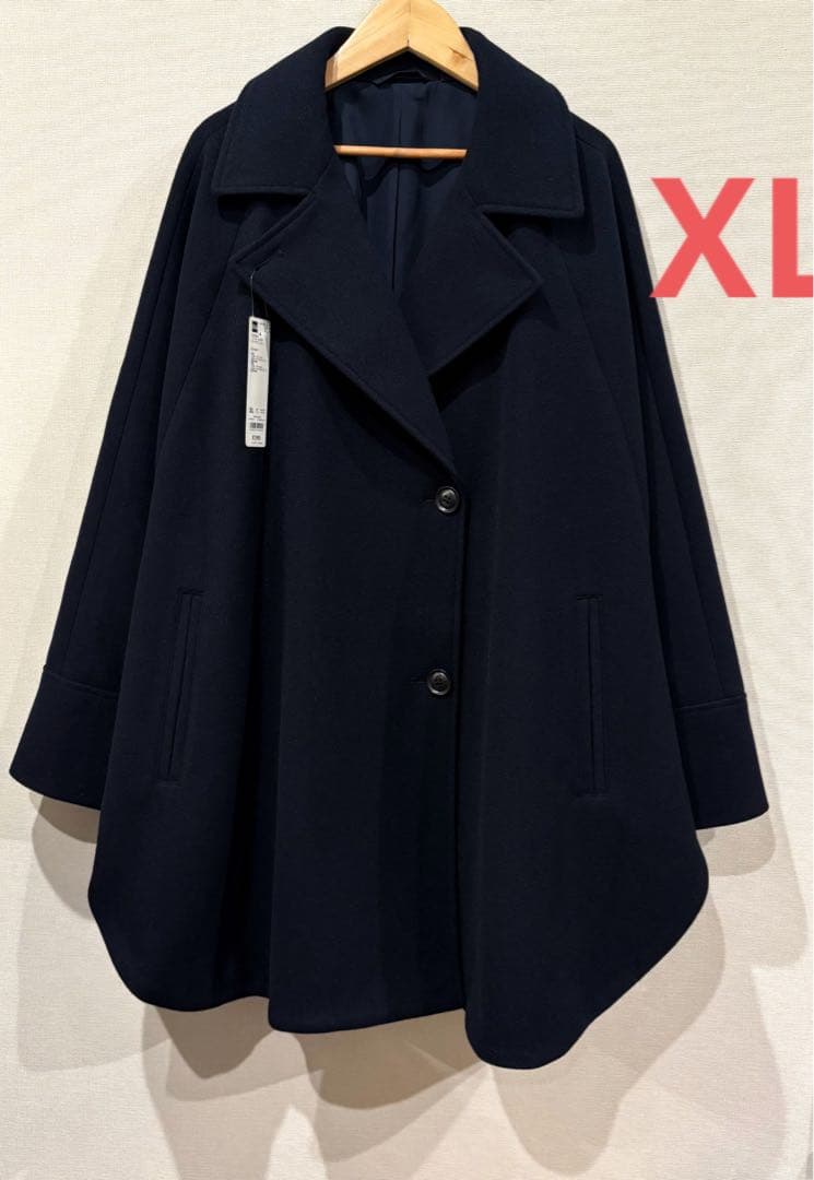 GUコージーメルトンケープコートXLサイズネイビー　ポンチョ　新品　　ジーユー