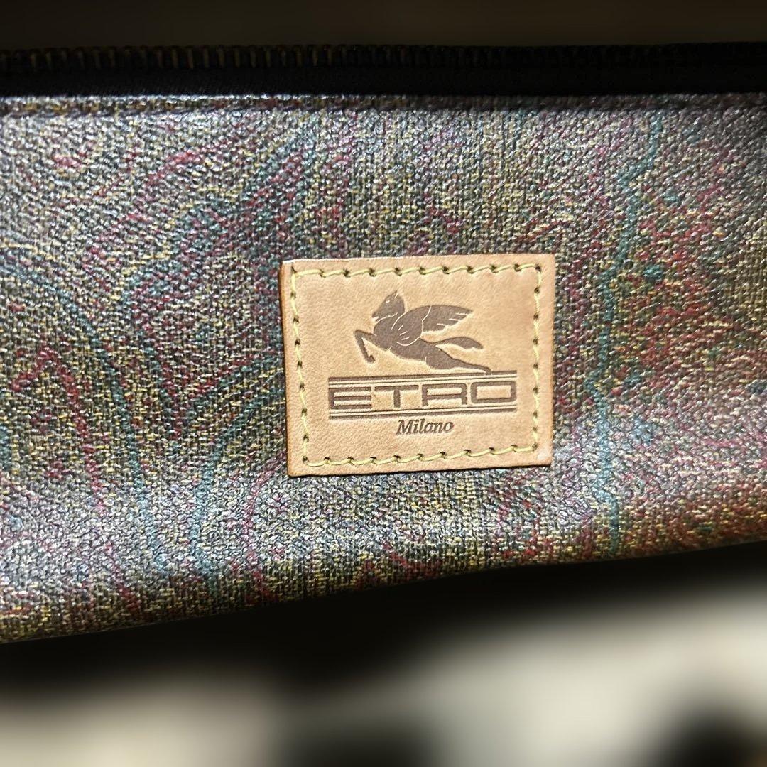 90s ETRO ブラウンレザー ボストンバッグ 2way レザー ペイズリー柄