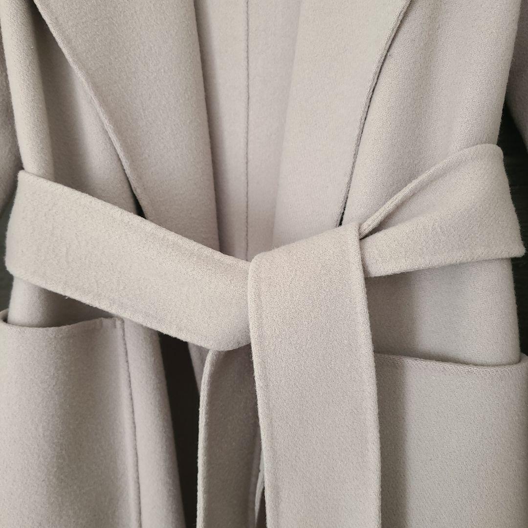 M-premier BLACK ショールカラーリバーベルテッドコート　used