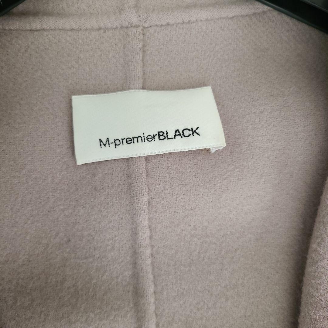 M-premier BLACK ショールカラーリバーベルテッドコート　used