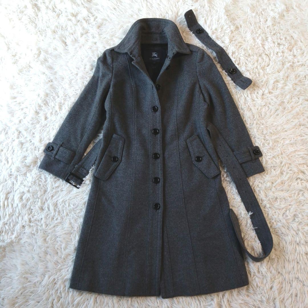 美品✨バーバリーロンドン　カシミヤロングコート　シャドウチェック　ベルト2WAY