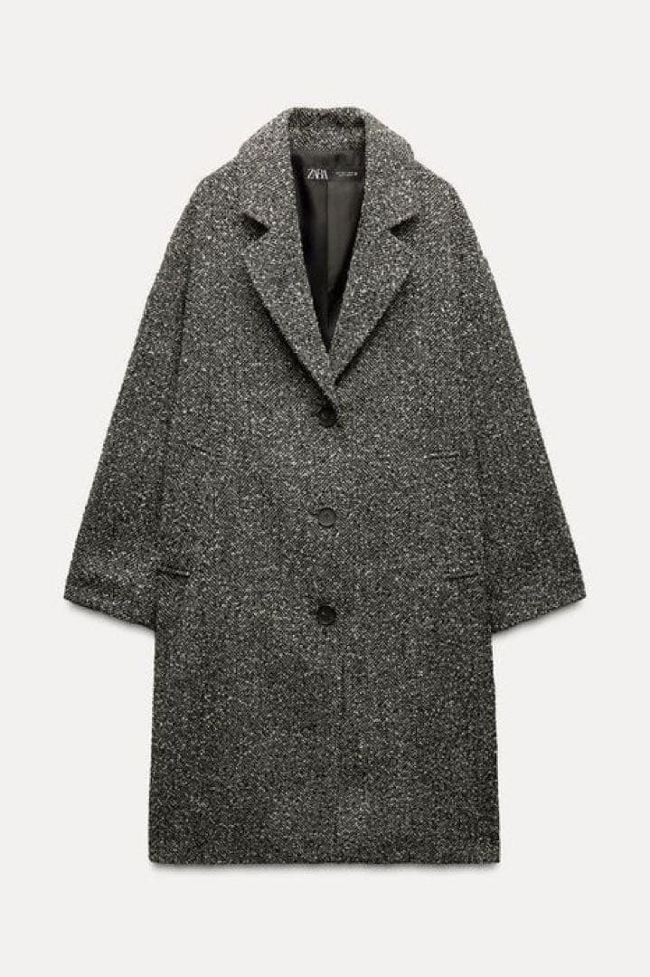 ★新品★ZARA ヘリンボーン柄ドロップショルダーコート