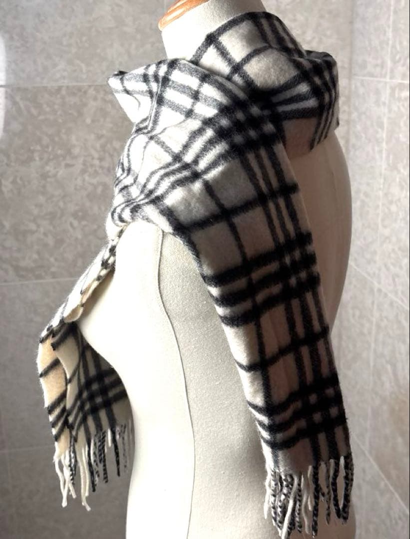 BURBERRY バーバリー ノバチェック マフラー カシミヤ ホワイト