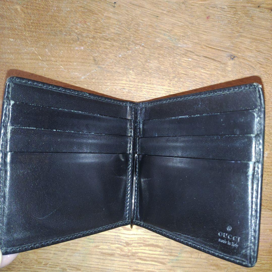 カッコいいGUCCIシマ ブラックレザー マネークリップ最終価格