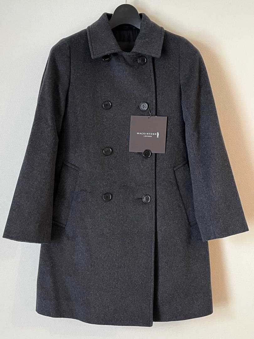 マッキントッシュロンドン　【ウール　カシミヤ混チャコールグレーコート38】