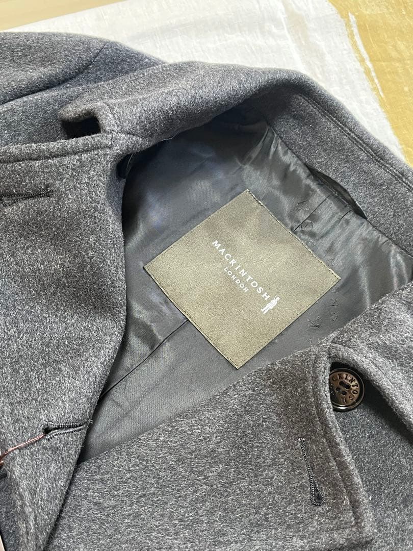 マッキントッシュロンドン　【ウール　カシミヤ混チャコールグレーコート38】