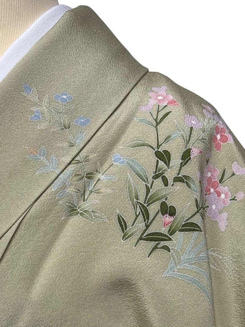 A58美品 夏用単衣訪問着 結婚式 お茶会 お宮参り 七五三 女性 母親　手縫い