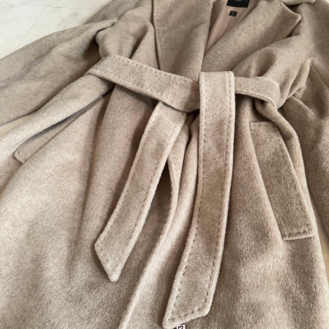 極美品★マックスマーラ アルパカシャギー ベルテッドコート スーパーロング 44