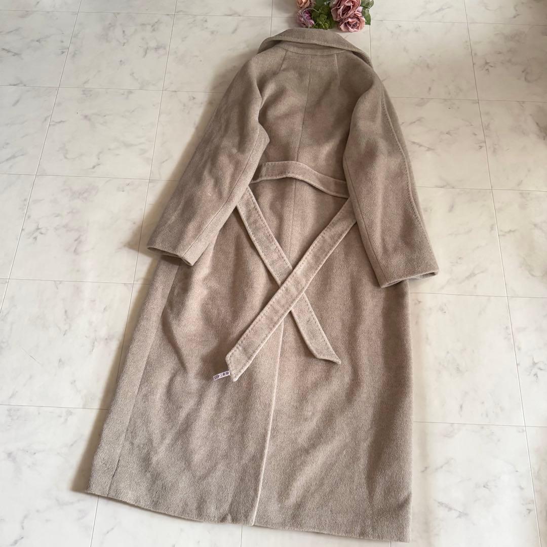 極美品★マックスマーラ アルパカシャギー ベルテッドコート スーパーロング 44