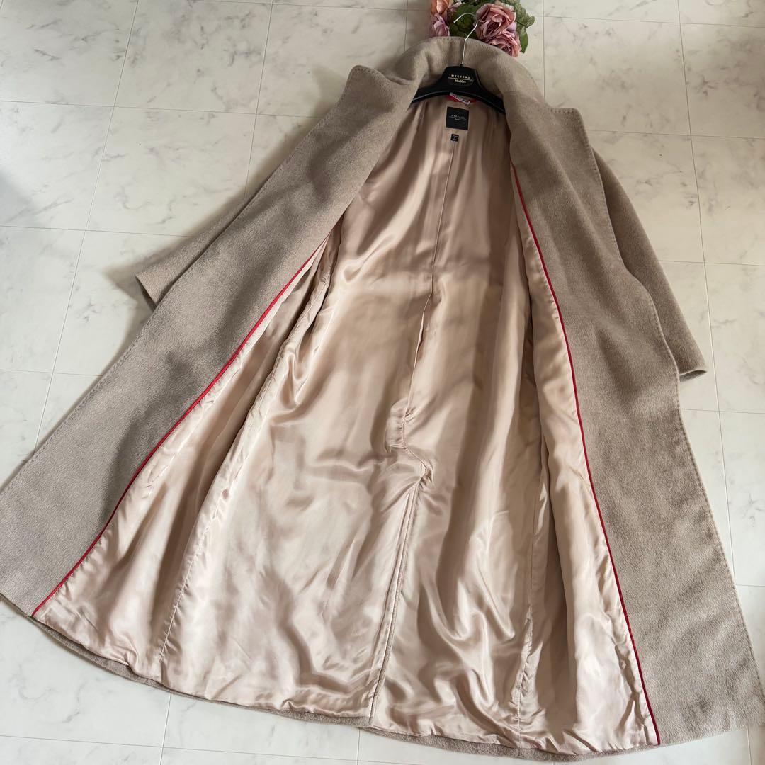 極美品★マックスマーラ アルパカシャギー ベルテッドコート スーパーロング 44