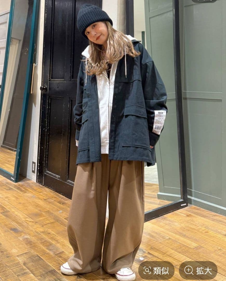 ニコアンド[Make stuff'25]てぃらバック切り替えシャツチャコール新品