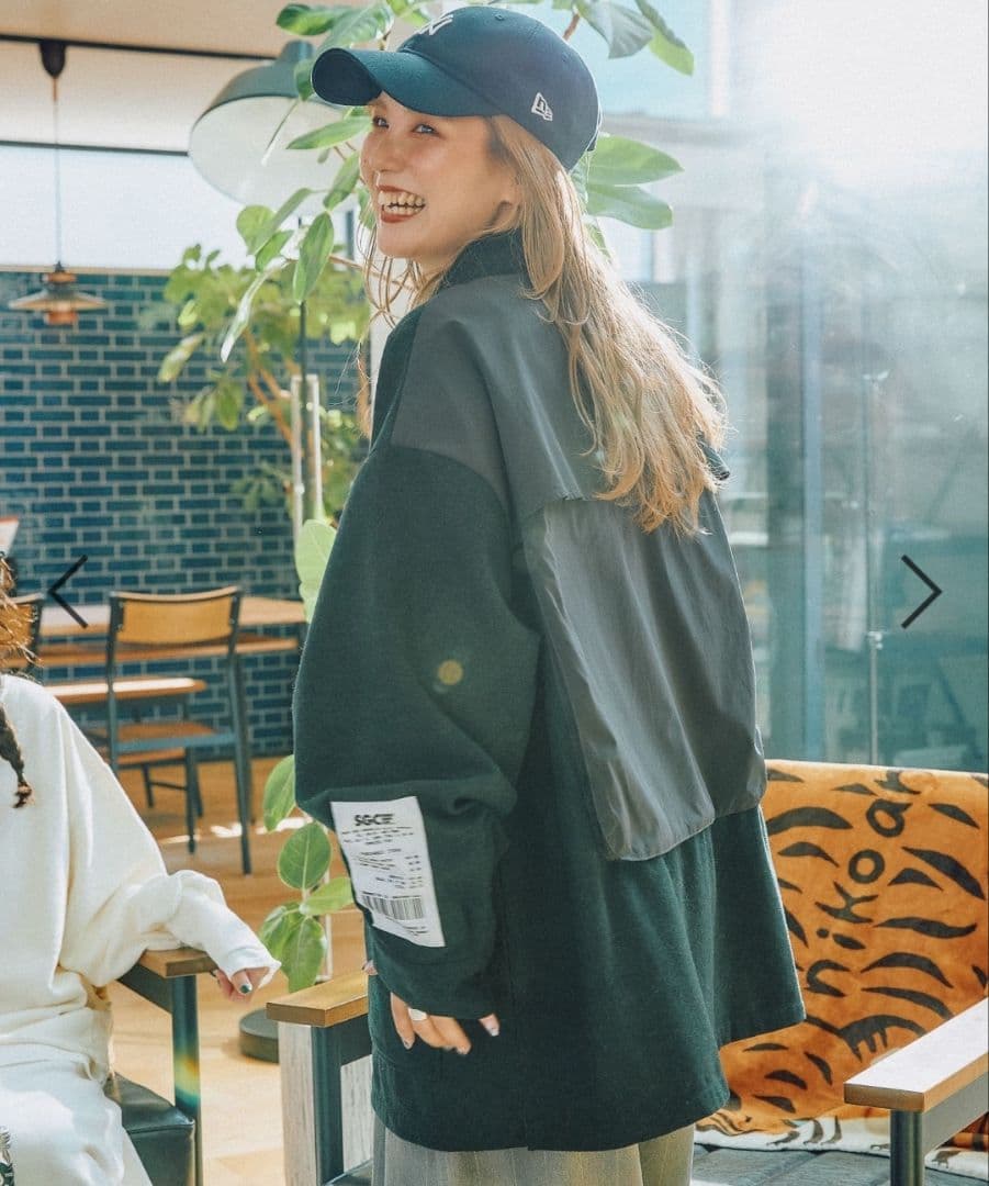 ニコアンド[Make stuff'25]てぃらバック切り替えシャツチャコール新品