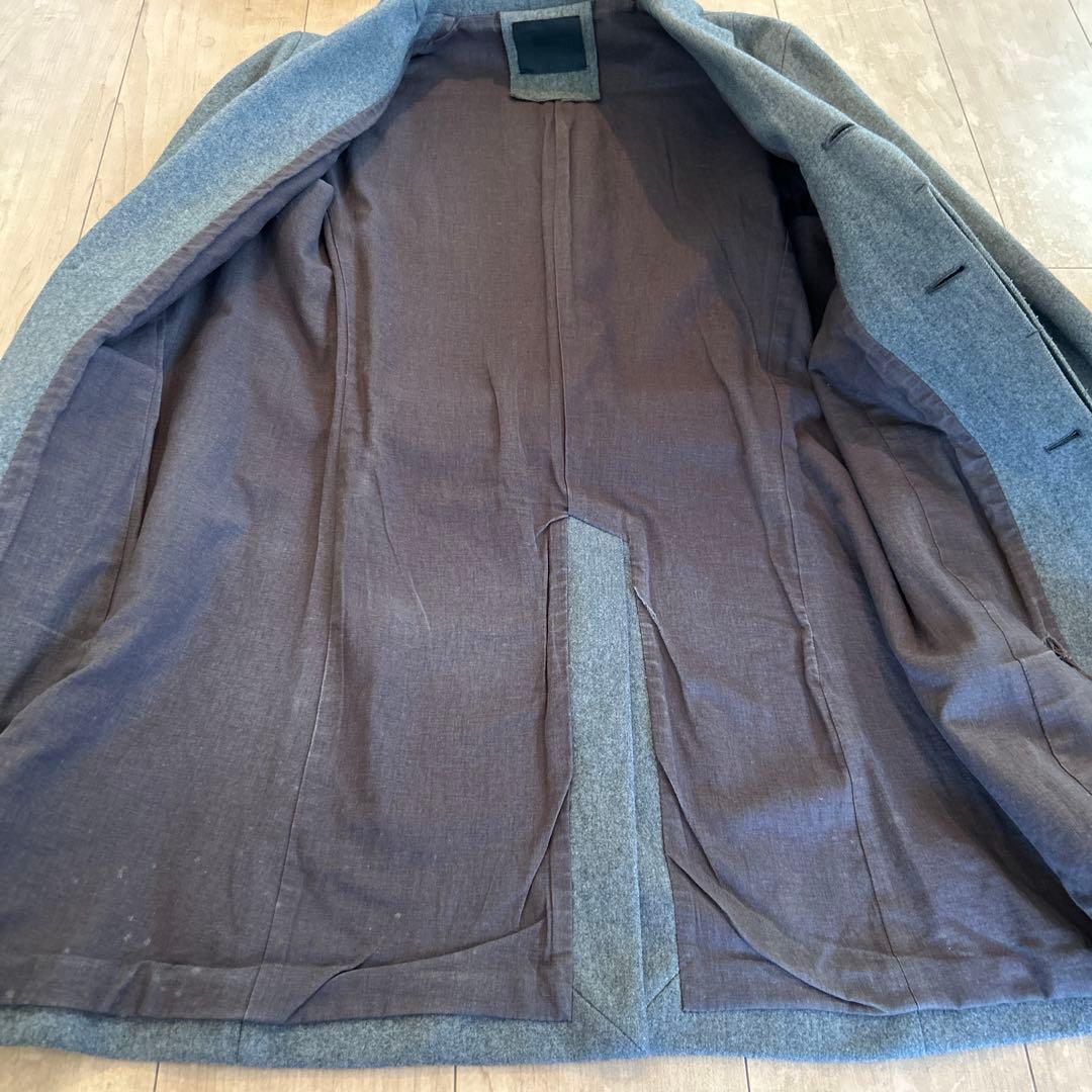 【定価6万円】グレー ウール混紡 シングルブレスト コート　肉厚生地　冬用